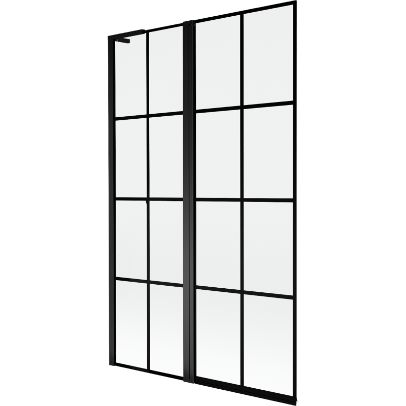 Mexen Mist L paroi de baignoire à 2 volets gauche 110 x 150 cm, grille noire, noir - 8A9L-110-011-70-77-L