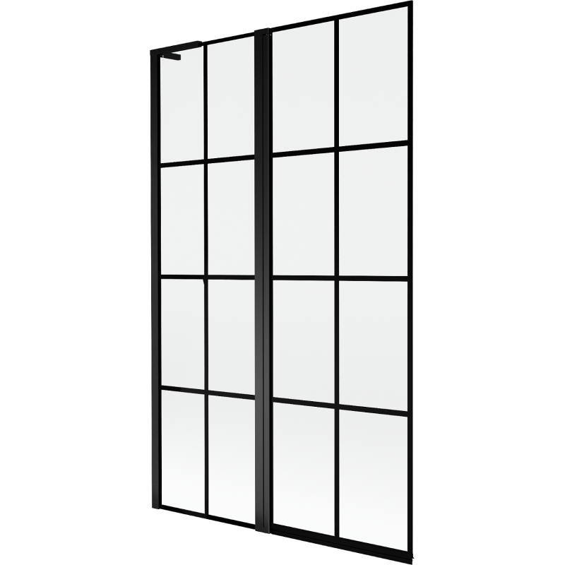 Paravent de baignoire Mexen Mist L 2 volets gauche 110 x 150 cm, grille noire, noir - 8A9L-110-011-70-77-L