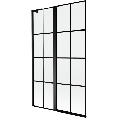 Mexen Mist L paroi de baignoire à 2 volets gauche 110 x 150 cm, grille noire, noir - 8A9L-110-011-70-77-L