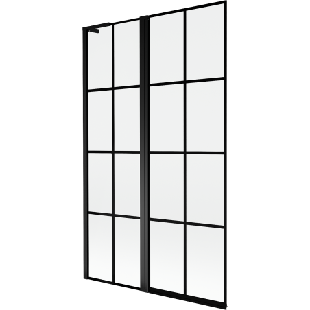 Paravent de baignoire Mexen Mist L 2 volets gauche 110 x 150 cm, grille noire, noir - 8A9L-110-011-70-77-L