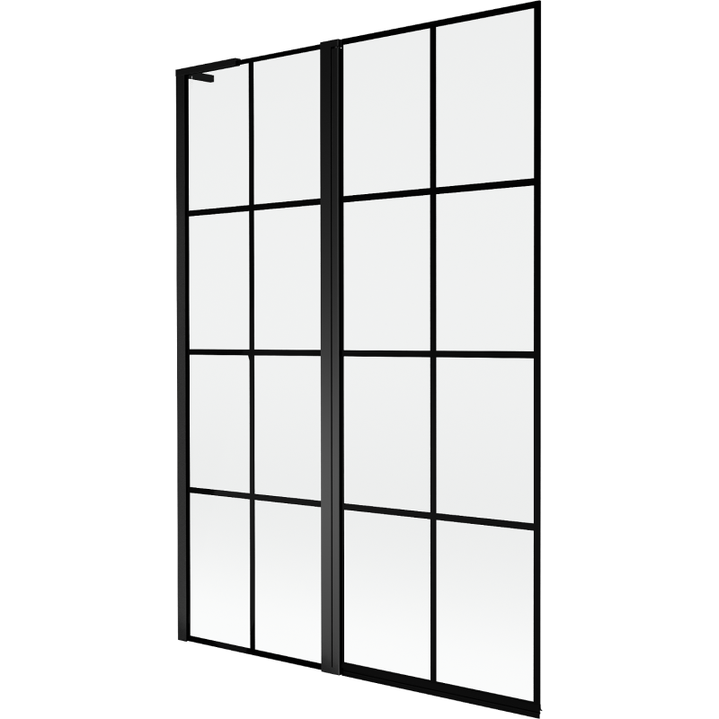 Mexen Mist L paroi de baignoire 2 volets gauche 120 x 150 cm, grille noire, noir - 8A9L-120-011-70-77-L