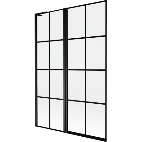 Mexen Mist L paroi de baignoire 2 volets gauche 120 x 150 cm, grille noire, noir - 8A9L-120-011-70-77-L