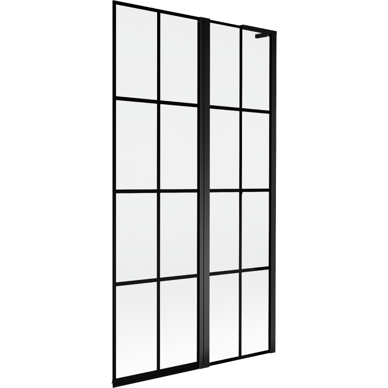 Mexen Mist L paravent de baignoire à 2 panneaux droit 100 x 150 cm, grille noire, noir - 8A9L-100-011-70-77-P