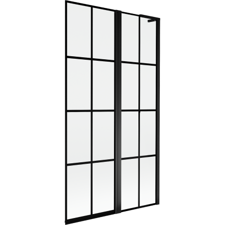 Mexen Mist L paravent de baignoire à 2 panneaux droit 100 x 150 cm, grille noire, noir - 8A9L-100-011-70-77-P