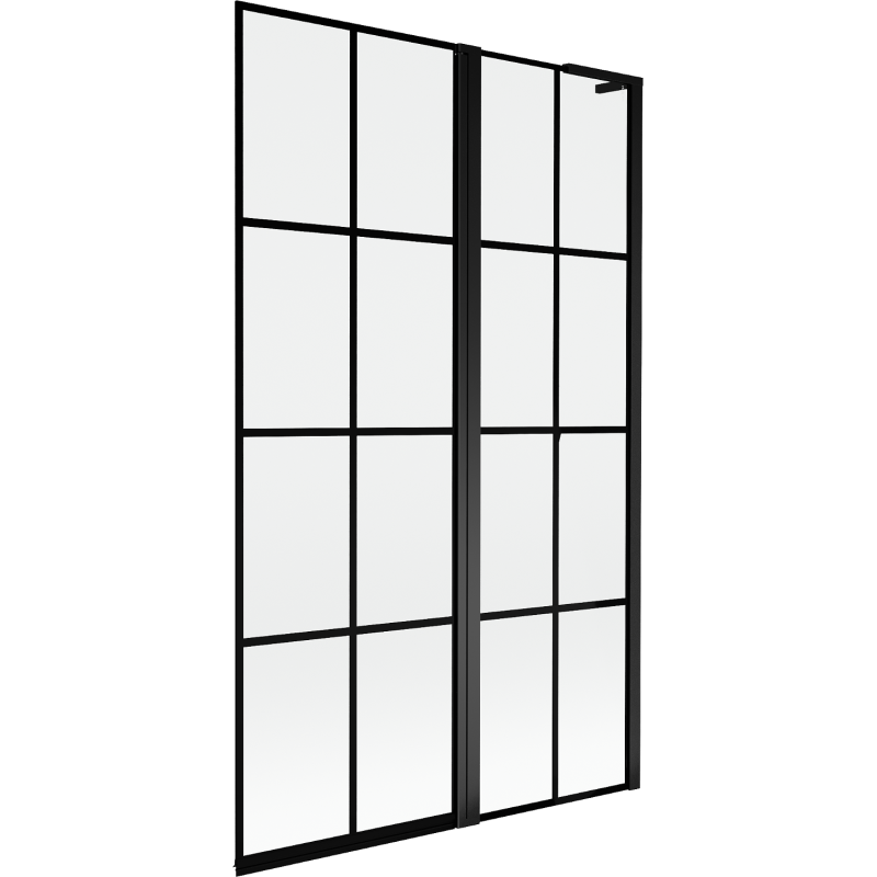 Mexen Mist L paroi de baignoire 2 volets droite 110 x 150 cm, grille noire, noir - 8A9L-110-011-70-77-P