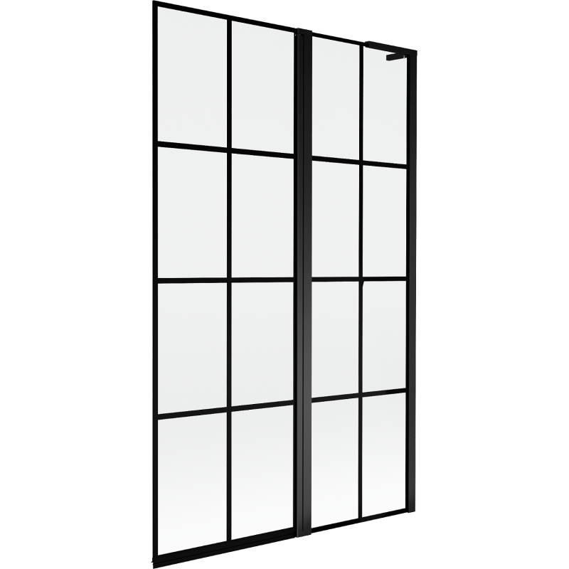 Paroi de baignoire Mexen Mist L à 2 volets droite 110 x 150 cm, grille noire, noir - 8A9L-110-011-70-77-P