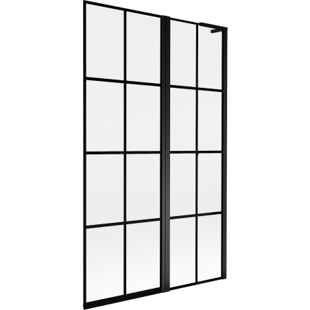 Mexen Mist L paroi de baignoire 2 volets droite 110 x 150 cm, grille noire, noir - 8A9L-110-011-70-77-P