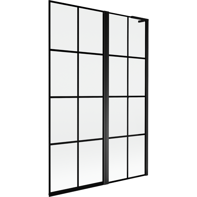 Mexen Mist L paroi de baignoire 2 volets droite 120 x 150 cm, grille noire, noir - 8A9L-120-011-70-77-P