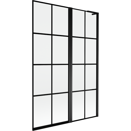 Mexen Mist L paroi de baignoire 2 volets droite 120 x 150 cm, grille noire, noir - 8A9L-120-011-70-77-P