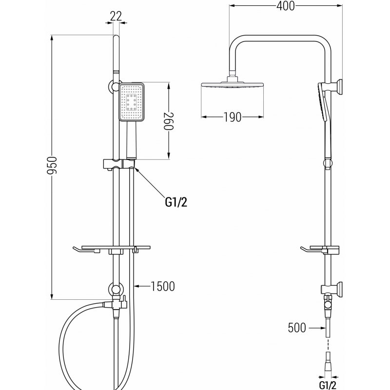Mexen T54 colonne de douche, noir/chrome - 798545493-71