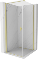 Mexen Mist-B cabine de douche pivotante 80 x 80 cm, transparente, or brossé - 8A2T-080-080-55-00