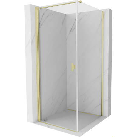 Mexen Mist-B cabine de douche pivotante 90 x 90 cm, transparent, or brossé - 8A2T-090-090-55-00