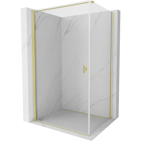 Mexen Mist-B cabine de douche pivotante 100 x 90 cm, transparent, or brossé - 8A2T-100-090-55-00
