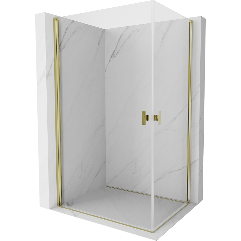 Mexen Mist-B Duo cabine de douche pivotante 80 x 70 cm, transparent, doré - 8A2-080-070-50-00