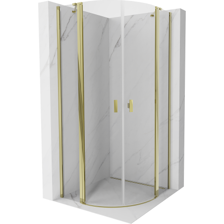 Mexen Mist cabine de douche demi-ronde pivotante 80 x 80 cm, transparent, or - 8A32-080-080-50-00