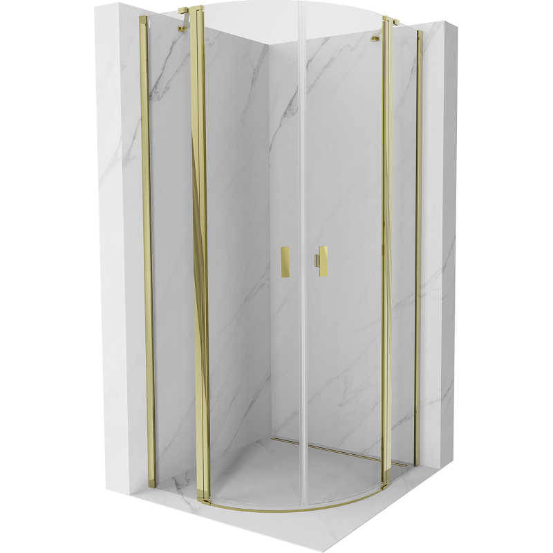 Cabine de douche arrondie Mexen Mist pivotante 90 x 90 cm, transparent, dorée - 8A32-090-090-50-00