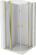 Cabine de douche arrondie Mexen Mist pivotante 90 x 90 cm, transparent, dorée - 8A32-090-090-50-00