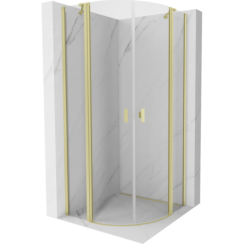 Mexen Mist cabine de douche semi-circulaire pivotante 80 x 80 cm, transparent, or brossé - 8A32-080-080-55-00