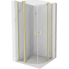 Mexen Mist cabine de douche demi-circulaire pivotante 90 x 90 cm, transparent, or brossé - 8A32-090-090-55-00