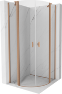 Mexen Mist cabine de douche semi-circulaire pivotante 80 x 80 cm, transparent, cuivre brossé - 8A32-080-080-65-00