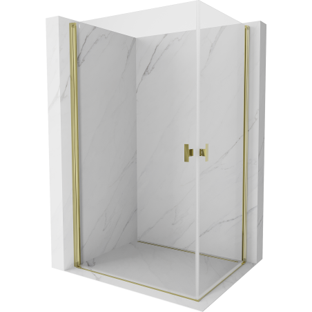Mexen Mist-B Duo cabine de douche battante 100 x 75 cm, transparent, dorée - 8A2-100-075-50-00