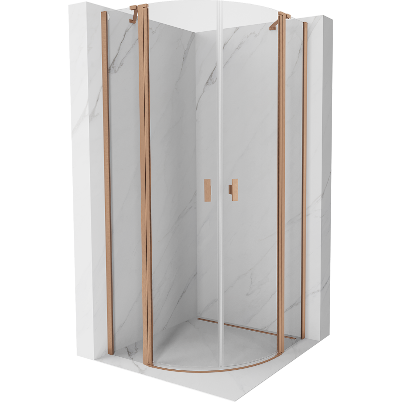Mexen Mist cabine de douche semi-circulaire pivotante 100 x 100 cm, transparent, cuivre brossé - 8A32-100-100-65-00
