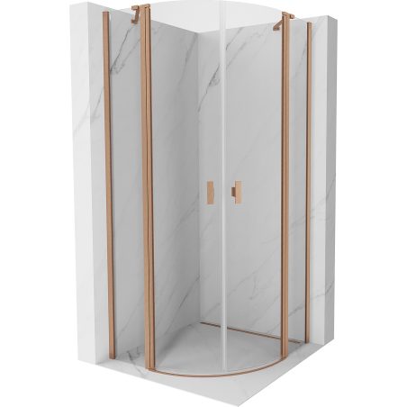 Mexen Mist cabine de douche semi-circulaire à charnière 100 x 100 cm, transparent, cuivre brossé - 8A32-100-100-65-00