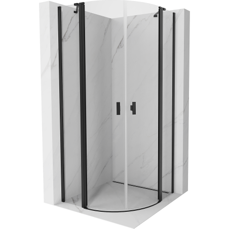 Mexen Mist cabine de douche semi-circulaire pivotante 80 x 80 cm, transparente, noire - 8A32-080-080-70-00