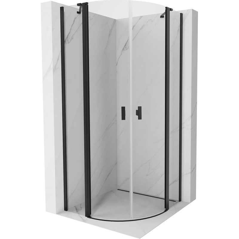 Mexen Mist cabine de douche semi-circulaire pivotante 90 x 90 cm, transparent, noir - 8A32-090-090-70-00
