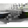 Mexen Silo baignoire îlot d'angle droit rainurée 170 x 80 cm, blanche/noire, trop-plein chromé - 52891708075P-01