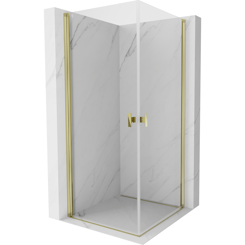 Mexen Mist-B Duo cabine de douche pivotante 100 x 100 cm, transparent, or - 8A2-100-100-50-00