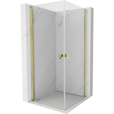 Mexen Mist-B Duo cabine de douche pivotante 100 x 100 cm, transparent, or - 8A2-100-100-50-00