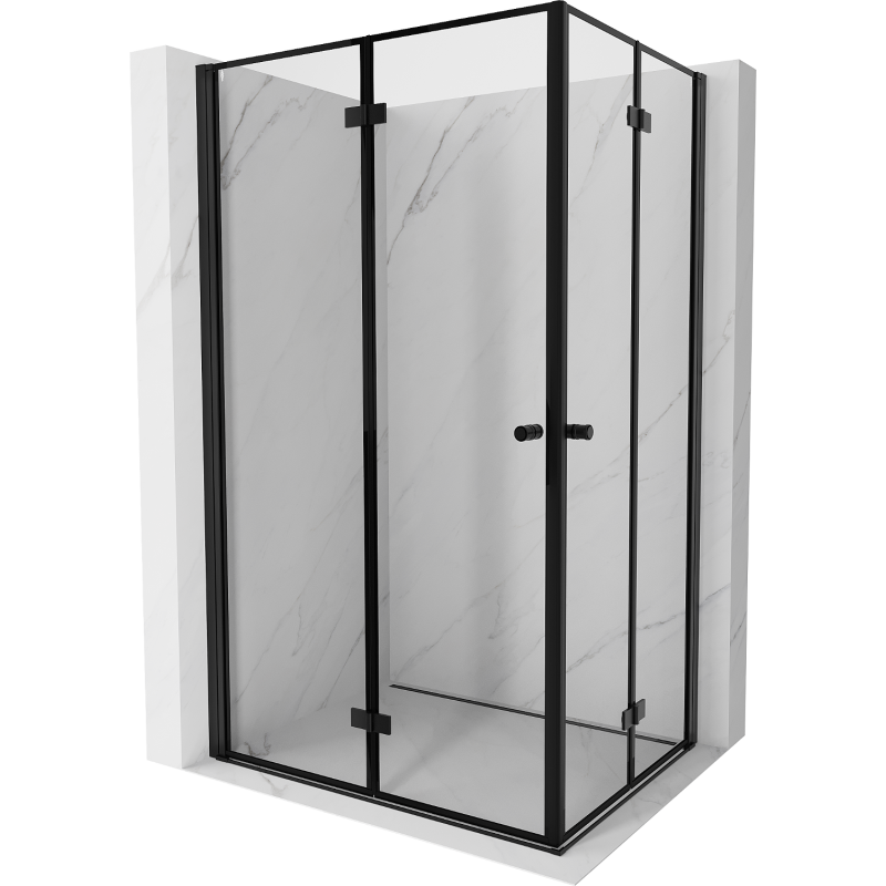 Mexen Mist-F Duo cabine de douche pliante gauche 100 x 70 cm, cadre noir, noir - 8A6-100L-070P-70-70