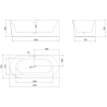 Mexen Silo baignoire autoportante d'angle droit rainurée 170 x 80 cm, blanc/noir, trop-plein or rose - 52891708075P-60