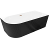 Mexen Silo baignoire autoportante d'angle droite rainurée 170 x 80 cm, blanc/noir, trop-plein or rose - 52891708075P-60
