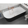 Mexen Silo baignoire autoportante d'angle droite rainurée 170 x 80 cm, blanche/noire, trop-plein or rose - 52891708075P-60