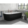 Mexen Silo baignoire autoportante d'angle droite côtelée 170 x 80 cm, blanche/noire, trop-plein cuivre brossé