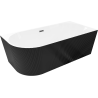 Mexen Silo baignoire autoportante d'angle droite rainurée 170 x 80 cm, blanc/noir, trop-plein gris gun brossé - 52891708075P-66