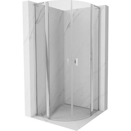 Mexen Mist L cabine de douche demi-circulaire pivotante 80 x 80 cm, transparent, chrome - 8A32L-080-080-01-00