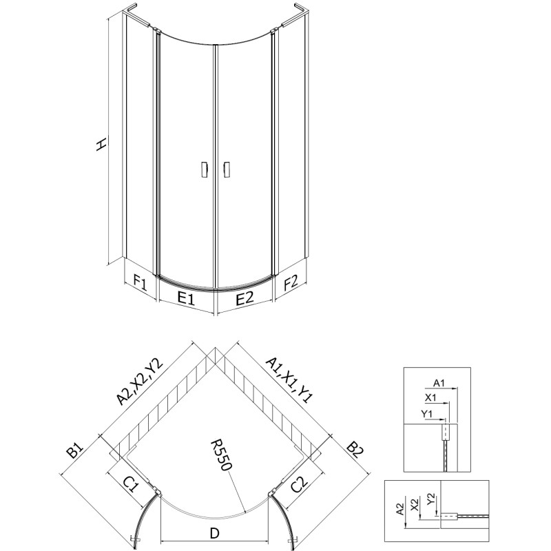Mexen Mist L cabine de douche demi-circulaire pivotante 80 x 80 cm, transparent, chrome - 8A32L-080-080-01-00