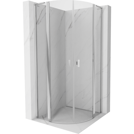 Mexen Mist L cabine de douche demi-circulaire pivotante 90 x 90 cm, transparent, chrome - 8A32L-090-090-01-00