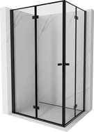 Mexen Mist-F Duo cabine de douche pliante gauche 100 x 75 cm, cadre noir, noir - 8A6-100L-075P-70-70