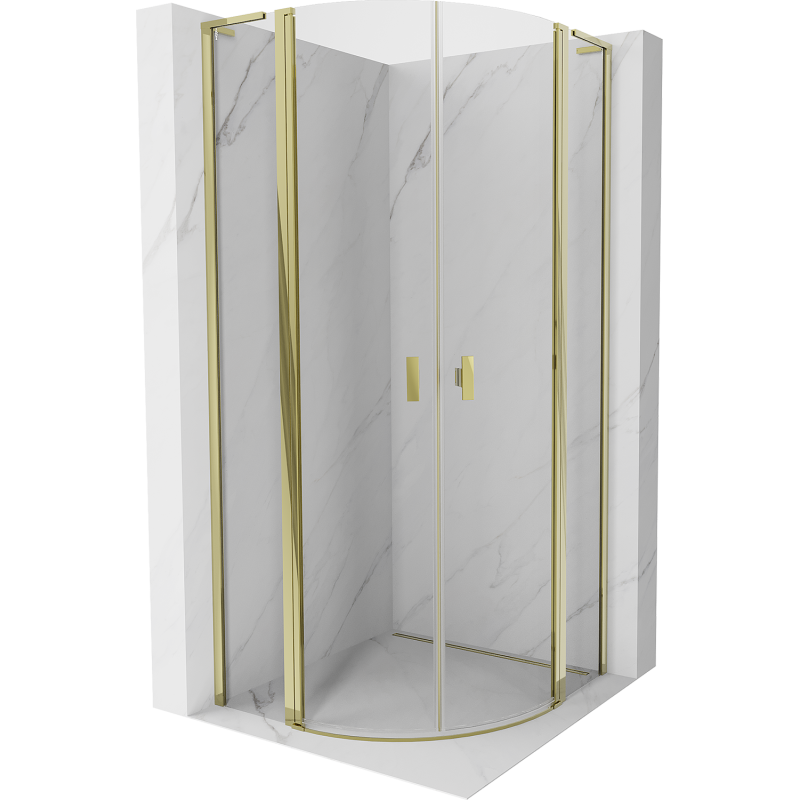 Mexen Mist L cabine de douche quart de cercle pivotante 80 x 80 cm, transparent, or - 8A32L-080-080-50-00