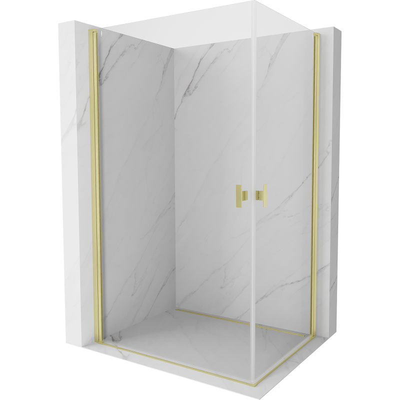 Mexen Mist-B Duo cabine de douche pivotante 100 x 75 cm, transparent, or brossé - 8A2-100-075-55-00