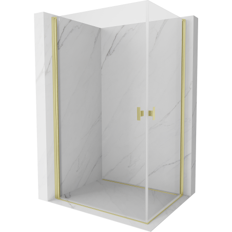 Mexen Mist-B Duo cabine de douche pivotante 100 x 75 cm, transparent, or brossé - 8A2-100-075-55-00
