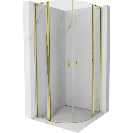 Mexen Mist L cabine de douche semi-circulaire pivotante 90 x 90 cm, transparent, doré - 8A32L-090-090-50-00