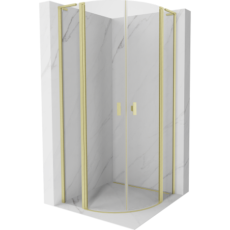 Mexen Mist L cabine de douche quart de cercle à charnière 80 x 80 cm, transparent, or brossé - 8A32L-080-080-55-00