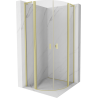 Mexen Mist L cabine de douche quart de cercle à charnière 80 x 80 cm, transparent, or brossé - 8A32L-080-080-55-00