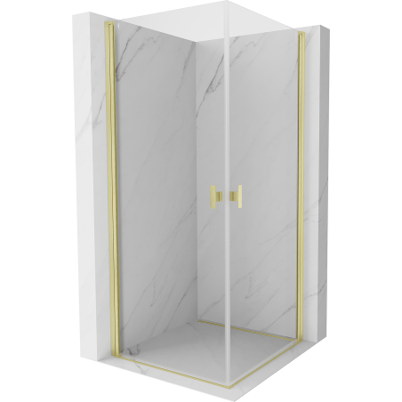 Mexen Mist-B Duo cabine de douche pivotante 80 x 80 cm, transparent, or brossé - 8A2-080-080-55-00