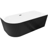 Mexen Silo baignoire autoportante d'angle droite cannelée 170 x 80 cm, blanche/noire, trop-plein gun metal - 52891708075P-95